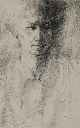 JOHN HOWARD GOULD  Head of Hetty Conte crayon