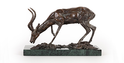 JONATHAN KENWORTHY  Impala at Water Hole Bronze sculpture