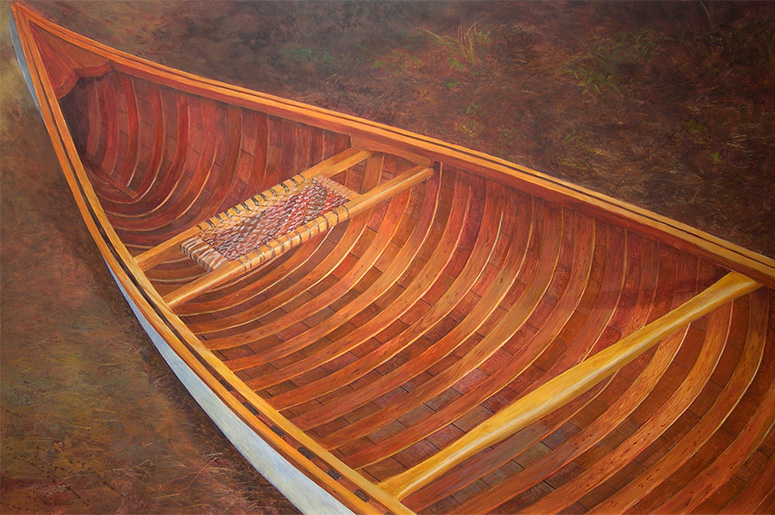 ALAN BATEMAN Canoe on Forest Floor Acrylic on board